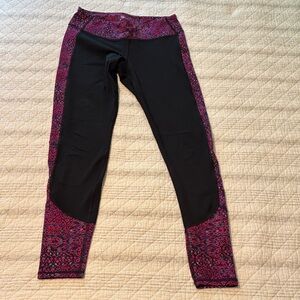 GAIAM Black Leggings with Pink and Purple Floral Detailing